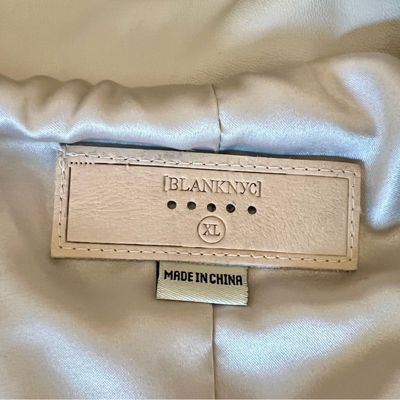 BLANKNYC Zipper Detail Asymmetrical Moto Jacket Faux Leather “Vanilla Latte” - Picture 15 of 16